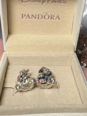 Pandora 925 sterling Silver Disney Eeyore & Tigger Pink Accent Charms marked.